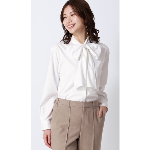AOYAMA 【洋服の青山】透けにくい 取り外し ボウタイ ブラウス