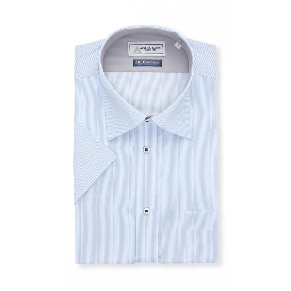 む*つ様  aoyama 別注 ANSNAM Big Shirt AOYAMA 【洋服の青山】ワイシャツ 半袖 メンズ 盛夏 ブルー ストライプ