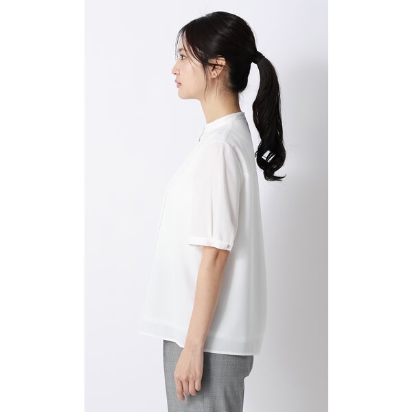 AOYAMA 【洋服の青山】春夏 ホワイト系 ピンタックブラウス【半袖