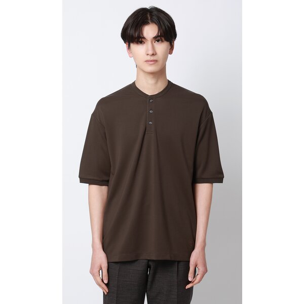 AOYAMA 【洋服の青山】Tシャツ ポンチ ヘンリーネック 半袖 メンズ 春
