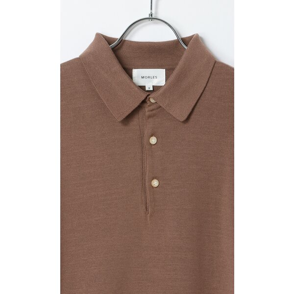 AOYAMA 【洋服の青山】ニットポロ 長袖 メンズ 秋冬 ブラウン 茶色