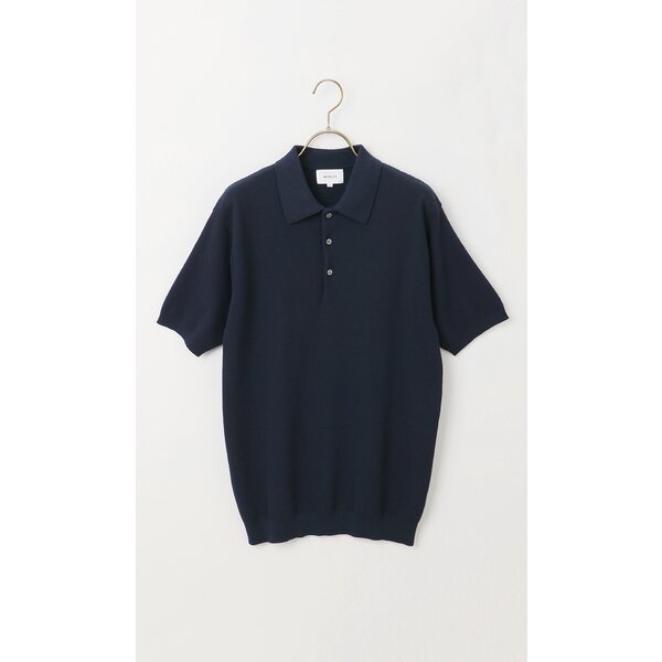 AOYAMA 【洋服の青山】ニットポロシャツ 半袖 メンズ 春夏用 ネイビー
