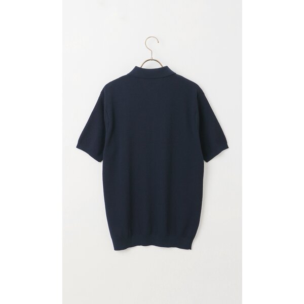 AOYAMA 【洋服の青山】ニットポロシャツ 半袖 メンズ 春夏用 ネイビー