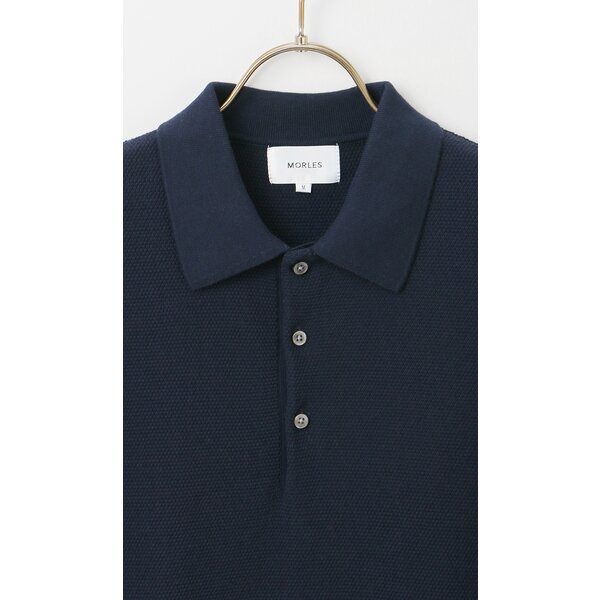 AOYAMA 【洋服の青山】ニットポロシャツ 半袖 メンズ 春夏用 ネイビー