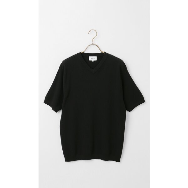 AOYAMA 【洋服の青山】ニットTシャツ 半袖 メンズ 春夏 ブラック 黒 織