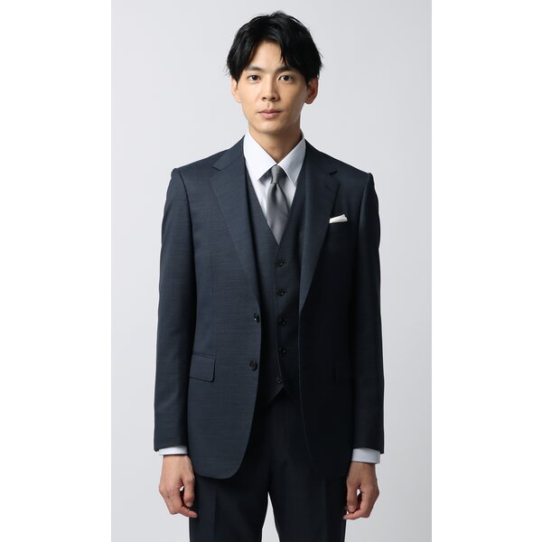 AOYAMA 【洋服の青山】3ピース スーツ メンズ スリム 秋冬 ネイビー 紺