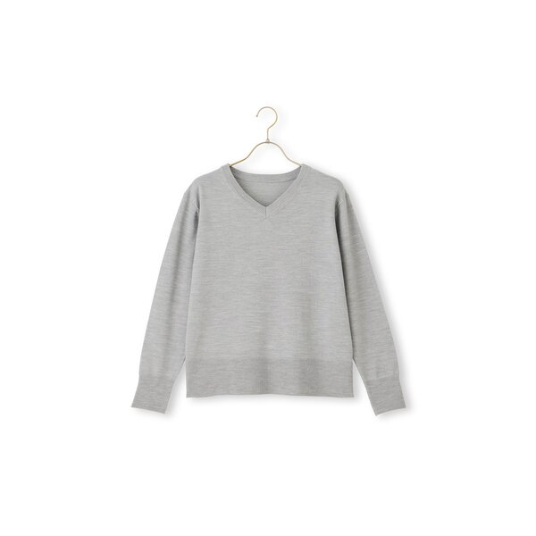あお タグ付✨未使用品 プラージュ 洗えるシルク混Vネックセーター グレー AOYAMA 【洋服の青山】洗える 毛玉になりにくい ニット 長袖