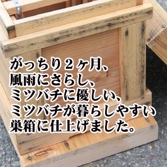2ヶ月間、風雨にさらし、アク抜済 巣箱：石田式 ニホンミツバチ