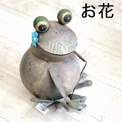 雑貨 置物 オーナメント 選べる：ブリキ カエルL*蛙 かえる 庭