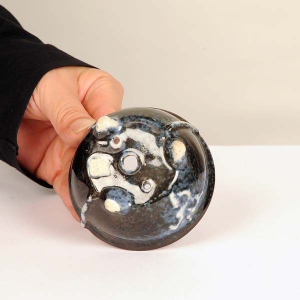 平安虹泉　丸　盆栽鉢 現代小鉢：平安虹泉 足付丸鉢 8cm【現】*資材 へいあんこうせん