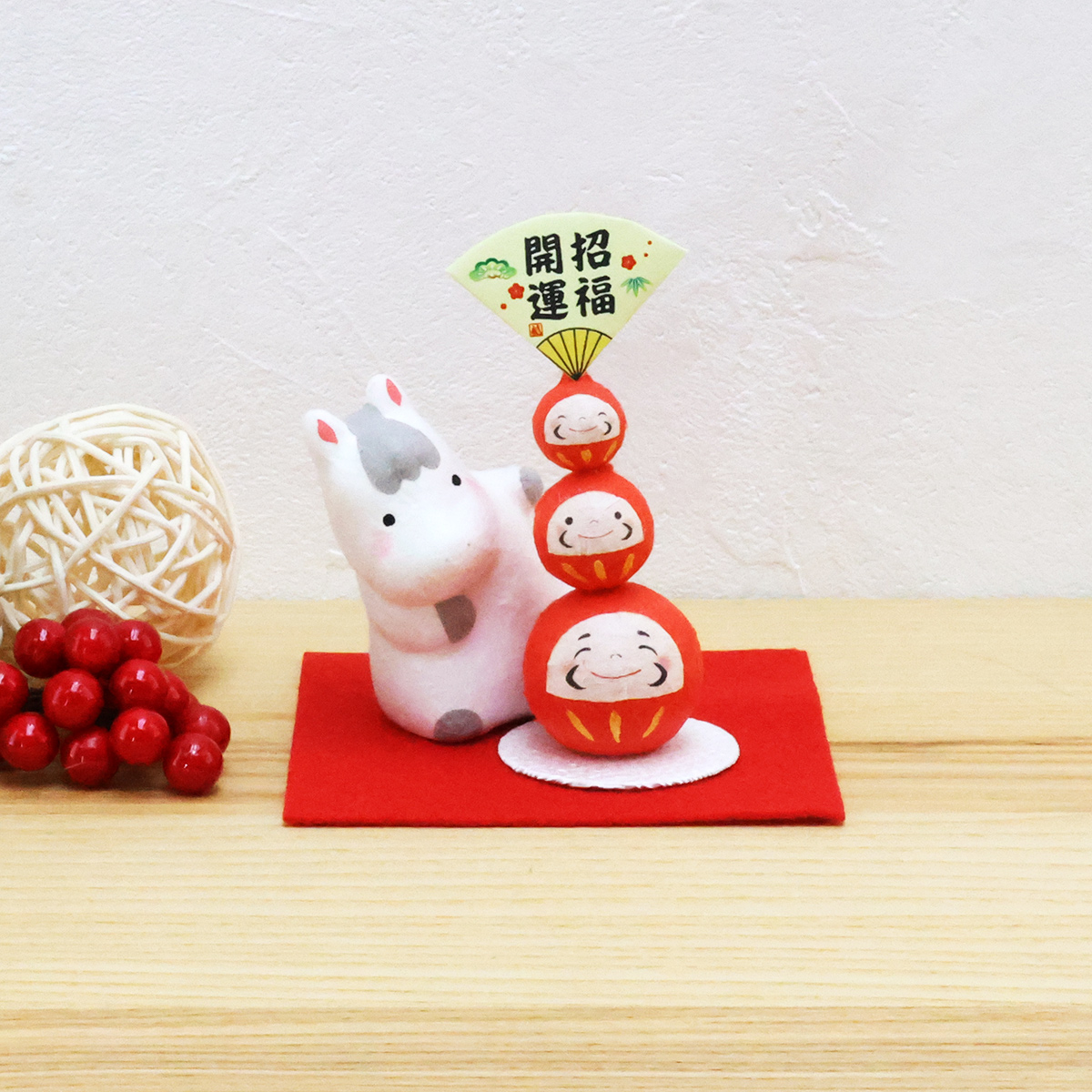 大阪長生堂 正月飾り 干支午 午 置物 ちぎり和紙 のぞきうまと開運