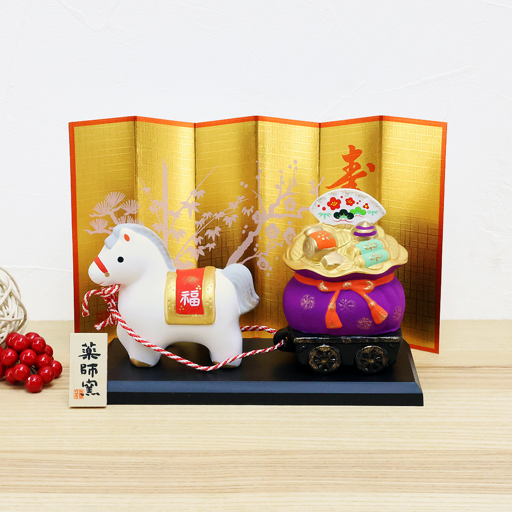 干支置物　十二支セット　正月置物　正月飾り　午年　新年　和風 楽天市場】宝船 十二支飾り 干支 置物 馬 セット 宝船十二支飾り 毎年