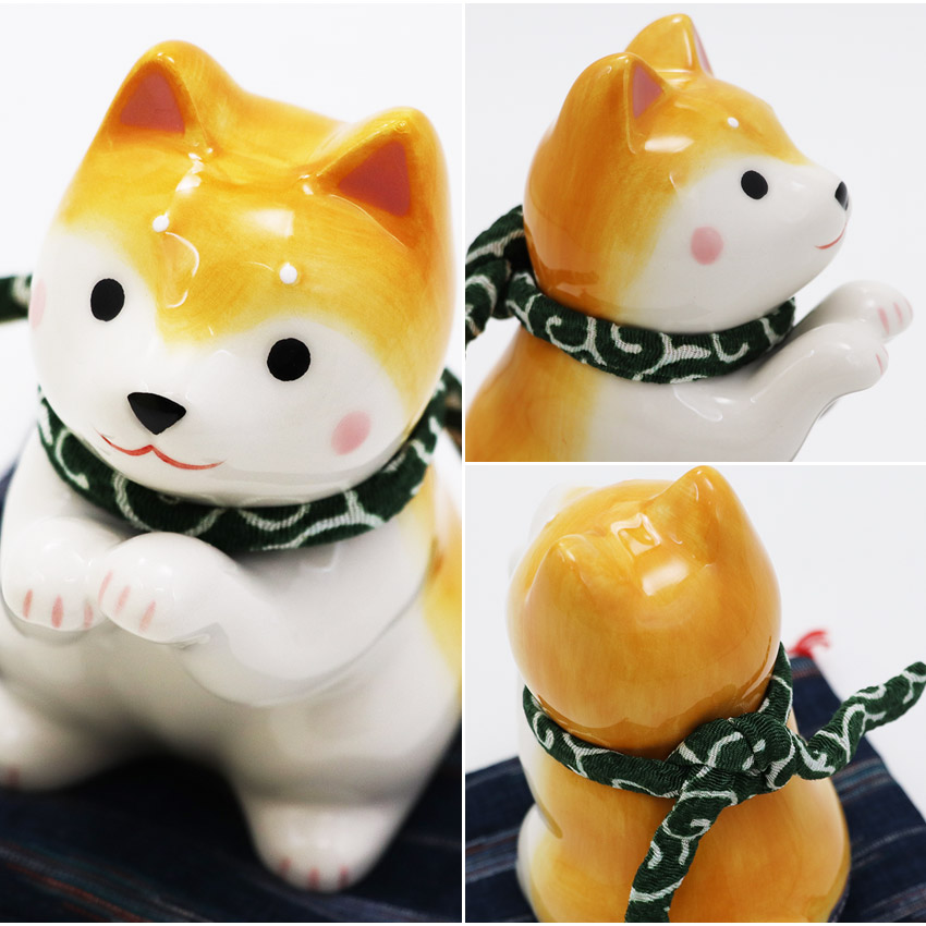 大阪長生堂 いぬ イヌ 犬 戌 置物 陶器 わんこ日和おねだり紫犬 高さ