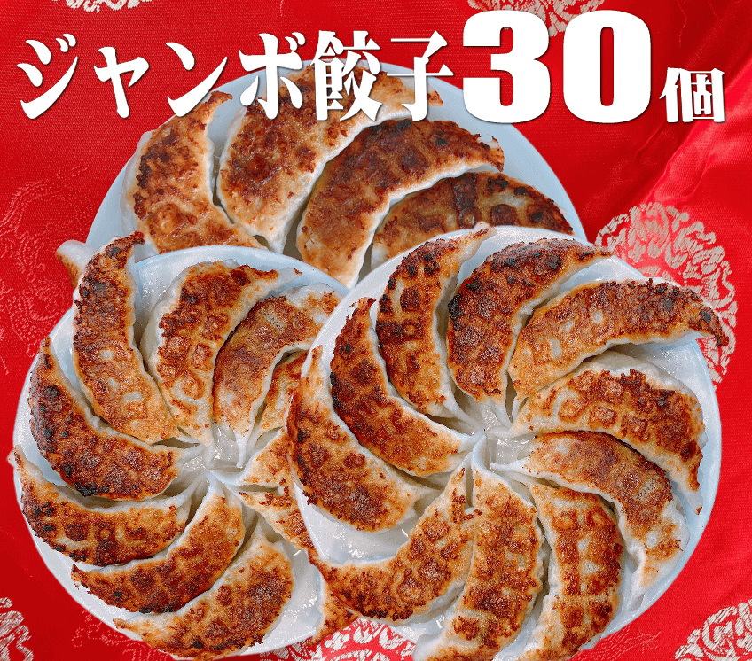 ジャンボ餃子 30個 国産豚 国産野菜 1.2キロ 送料無料 : 横浜中華街