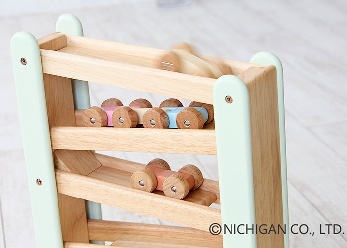 NICHIGAN（ニチガン） 木のおもちゃ スロープ 車 くるま 落とし
