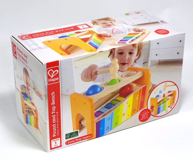 Hape 音の出るおもちゃ 鉄琴 ボール落とし ハンマートイ 木の