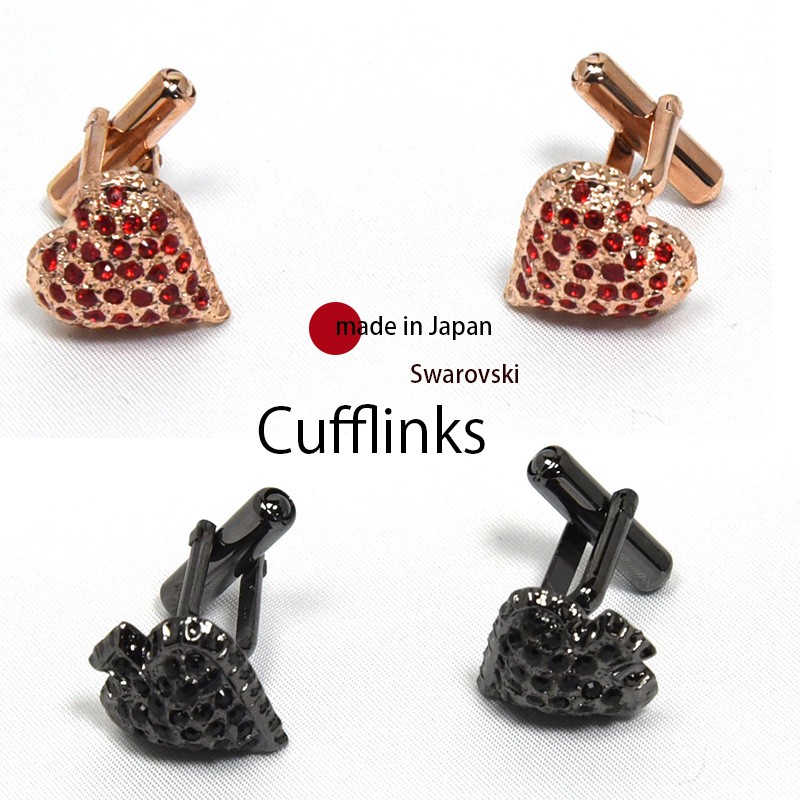 カフスボタン メンズ スワロフスキー 結婚式 ハート スペード