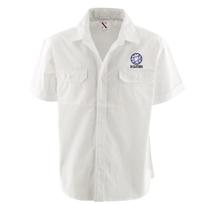 ワンポイント リアル 刺繍 半袖 ワークシャツ メンズ オリジナル ホワイト 白 モカ ベージュ ロゴ ギフト プレゼント 誕生日 お祝い 父の日｜y-fit｜11