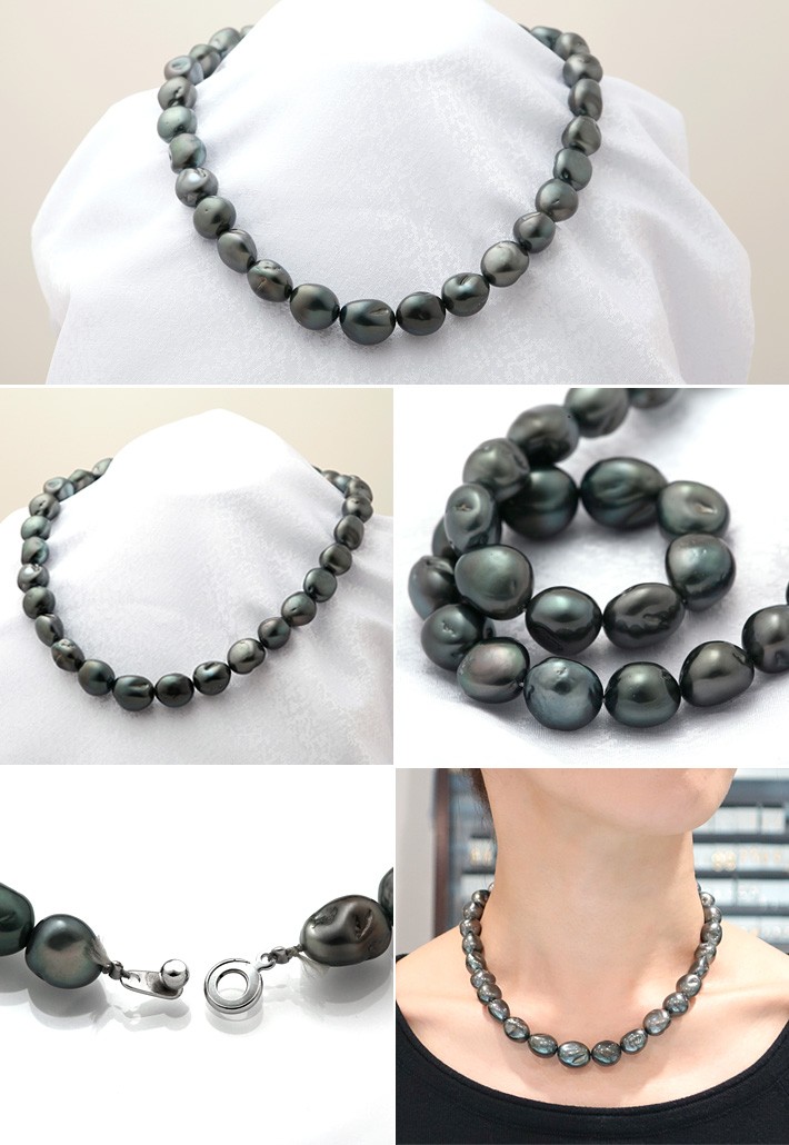 南洋黒蝶パールネックレス11mm〜13mm バロック : 宝寿堂 Yahoo