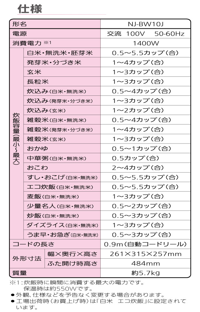三菱（MITSUBISHI） 本炭釜 紬 炊飯器 0.09〜1.0L(0.5合〜5.5合) NJ