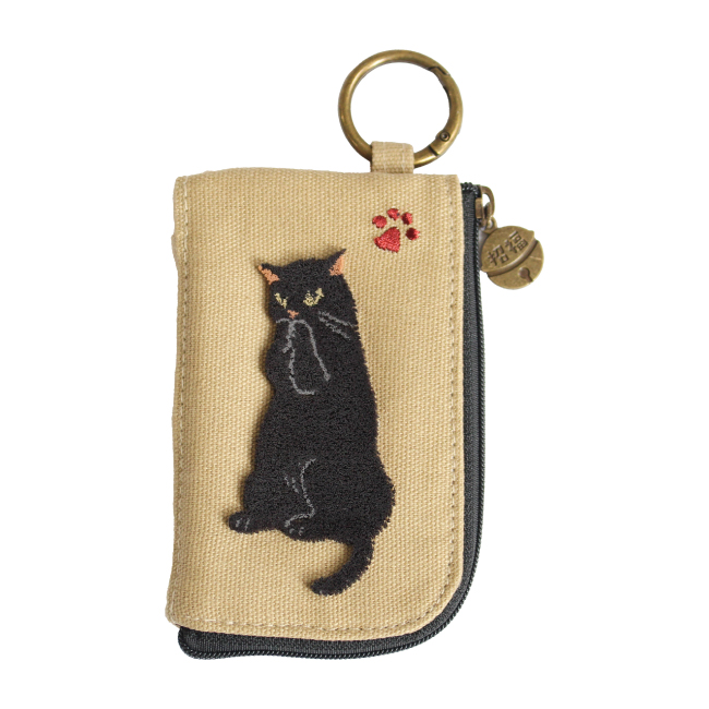 ノアファミリー 猫 フラグメントケース カードケース カラビナ付き