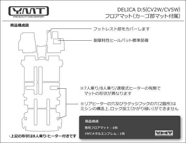 YMTフロアマット デリカD5 フロアマット+ラゲッジ : Y・MT - 通販
