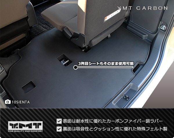 新型 10系シエンタ 7人乗りカーボン調ラバー製ラゲッジマット 新型 10系シエンタ 7人乗りカーボン調ラバー製ラゲッジマット