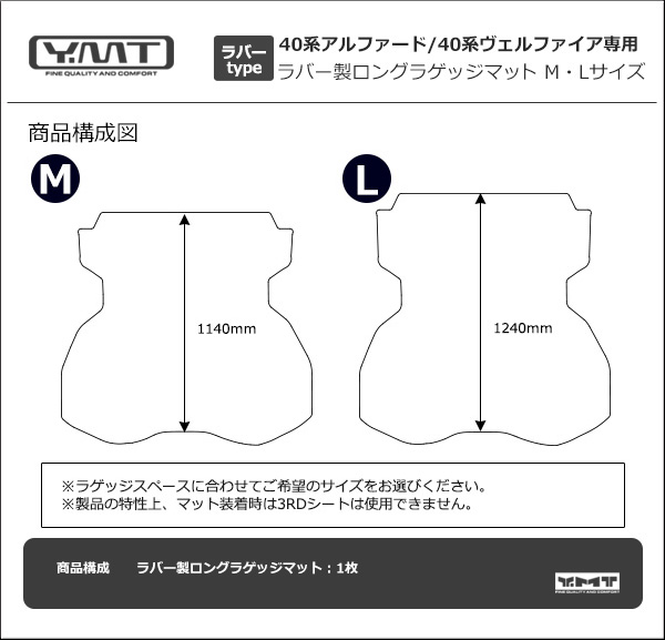 40系新型アルファード/ヴェルファイア ラバー製ロングラゲッジ