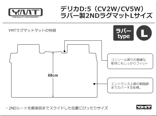 デリカD5 ラバー製セカンドラグマットLサイズ DELICA D:5全グレード