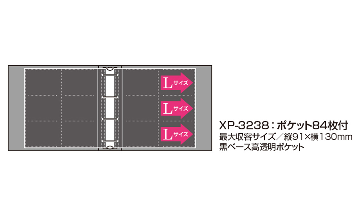 高透明 フォトバインダー フォトアルバム L2列3段 1008枚収納 リネン