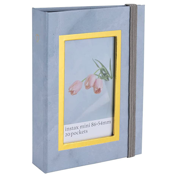ナカバヤシ チェキ ポケットアルバム 20枚収納 大理石風 ピンク ブルー