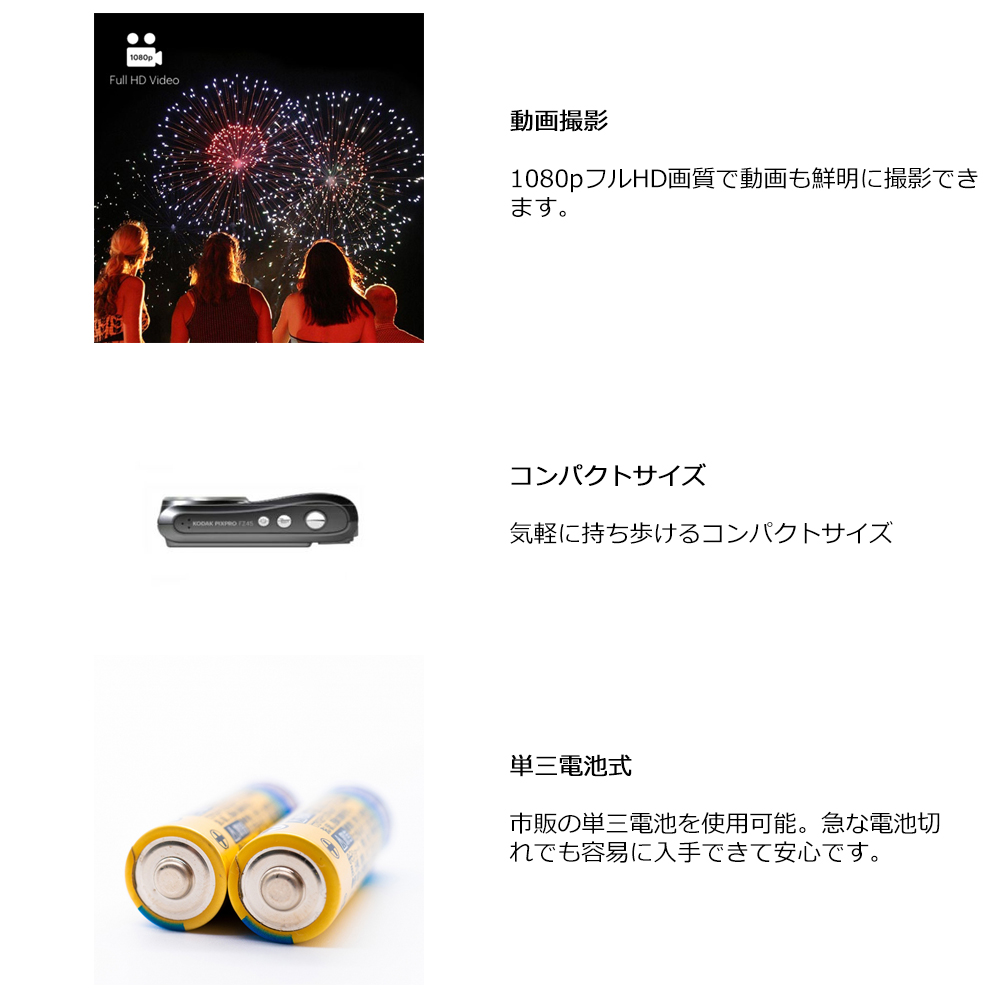 Kodak コンパクトデジタルカメラ 乾電池式 PIXPRO FZ45 ブラック