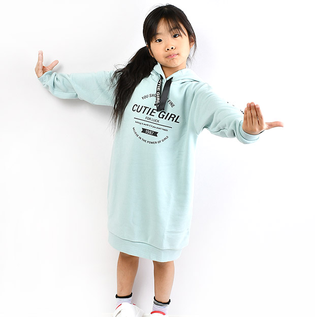 POPS LEMON 裏起毛 パーカーワンピース ワンピース ワンピ キッズ 女の子 120cm 130cm トップス 子供服 スカート あったか  かわいい フード付