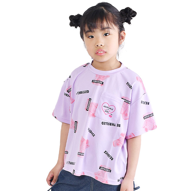 LOVEPOWERS 吸汗速乾 tシャツ 白 tシャツ 半袖 キッズ 女の子 おしゃれ キッズ 半袖tシャツ 女の子 可愛い ジュニア 子供服 110 120 130 センチ 女の子 パープル｜y-sir｜02