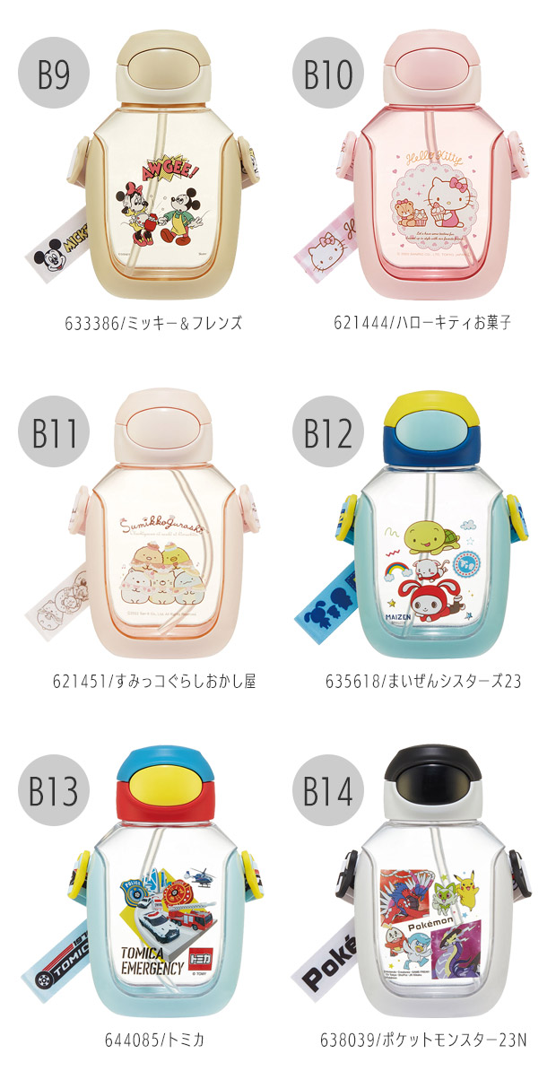 SKATER スケーター 水筒 キッズ ストロー ワンプッシュ ストローボトル 530ml ワンタッチ ボトル おしゃれ ショルダー ベルト 水筒 幼児 男の子 女の子 | スケーター | 22