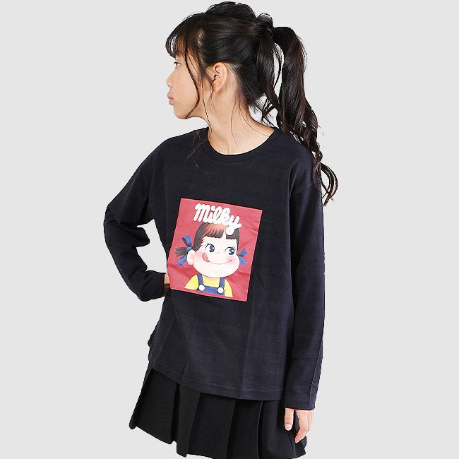 ペコちゃん キッズ ロンT 長袖Tシャツ 女の子 子供服 トップス 140 キャラクター tシャツ 長袖 黒 ロンティー 110 120 130 150 160 グレー ベージュ 緑 白 | ブランド登録なし | 06