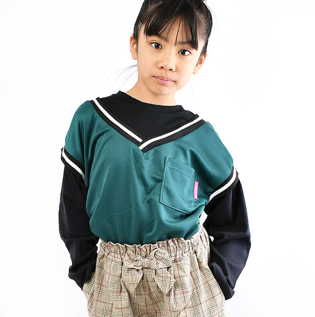 SPUNKY GIRL 重ね着風 長袖Tシャツ ロンT キッズ 女の子 140cm 150cm