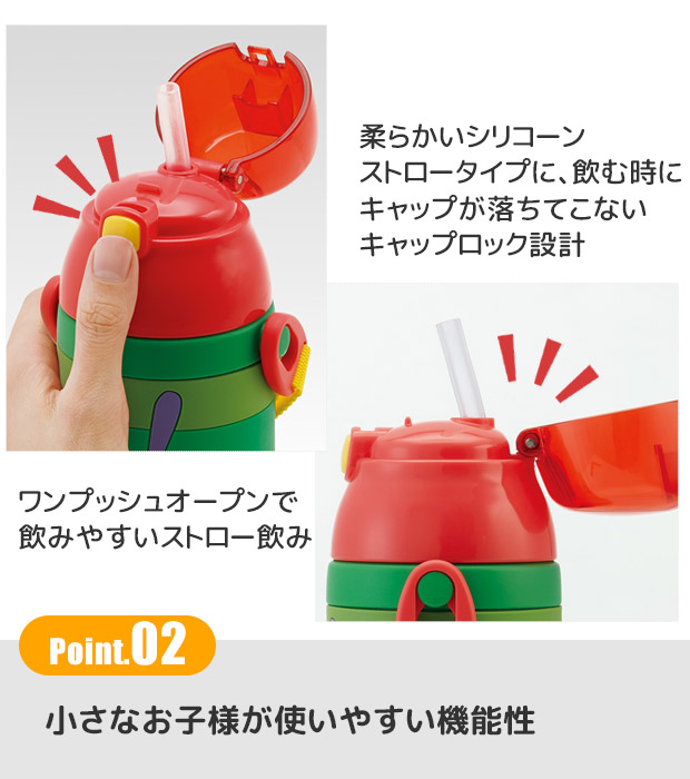 スケーター 水筒 380ml 水筒 ストロー ステンレス ボトル 3Dプリント 保冷専用 保冷 380 子供 もれない 男の子 女の子 ショルダーベルト付き | スケーター | 16