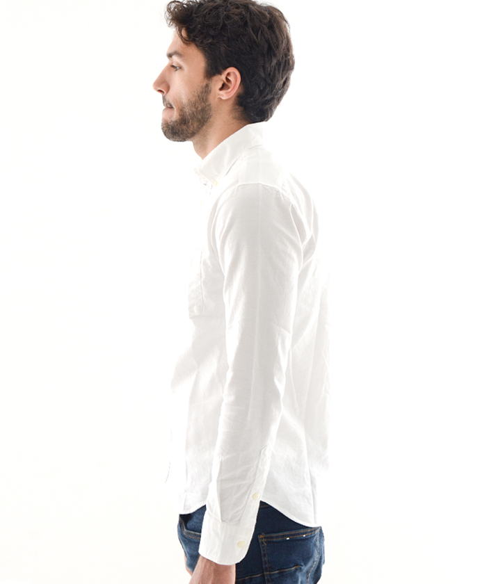 Kapital men's white long sleeve linen shirt