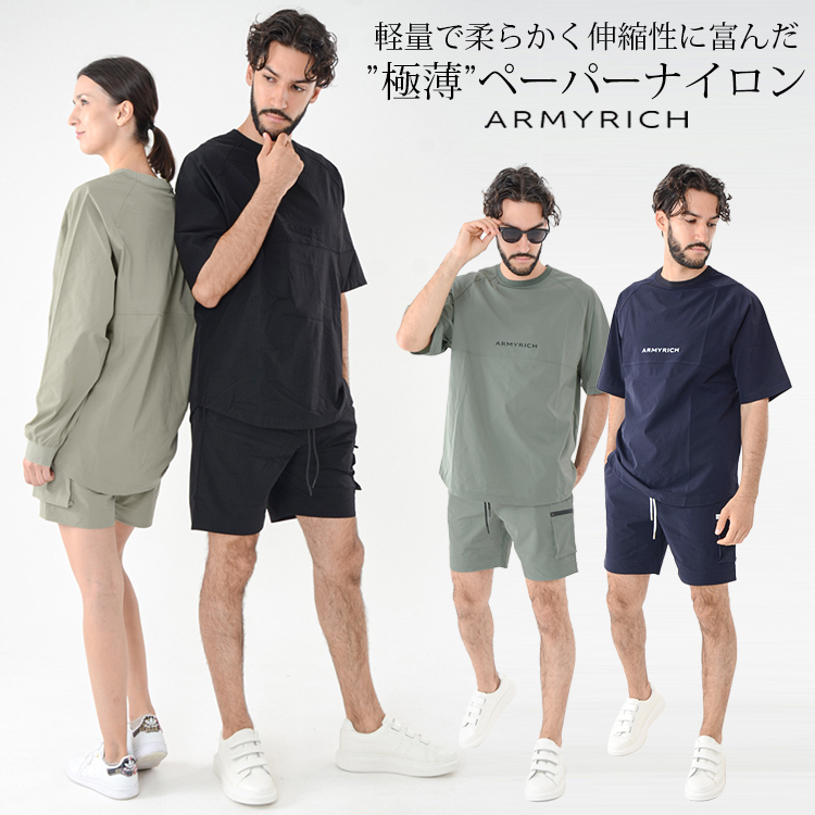 セットアップ メンズ 春夏 夏服 ナイロン 半袖 ハーフパンツ ショートパンツ ストレッチ スポーティ ストリート おしゃれ スポーツ ゴルフ ジム