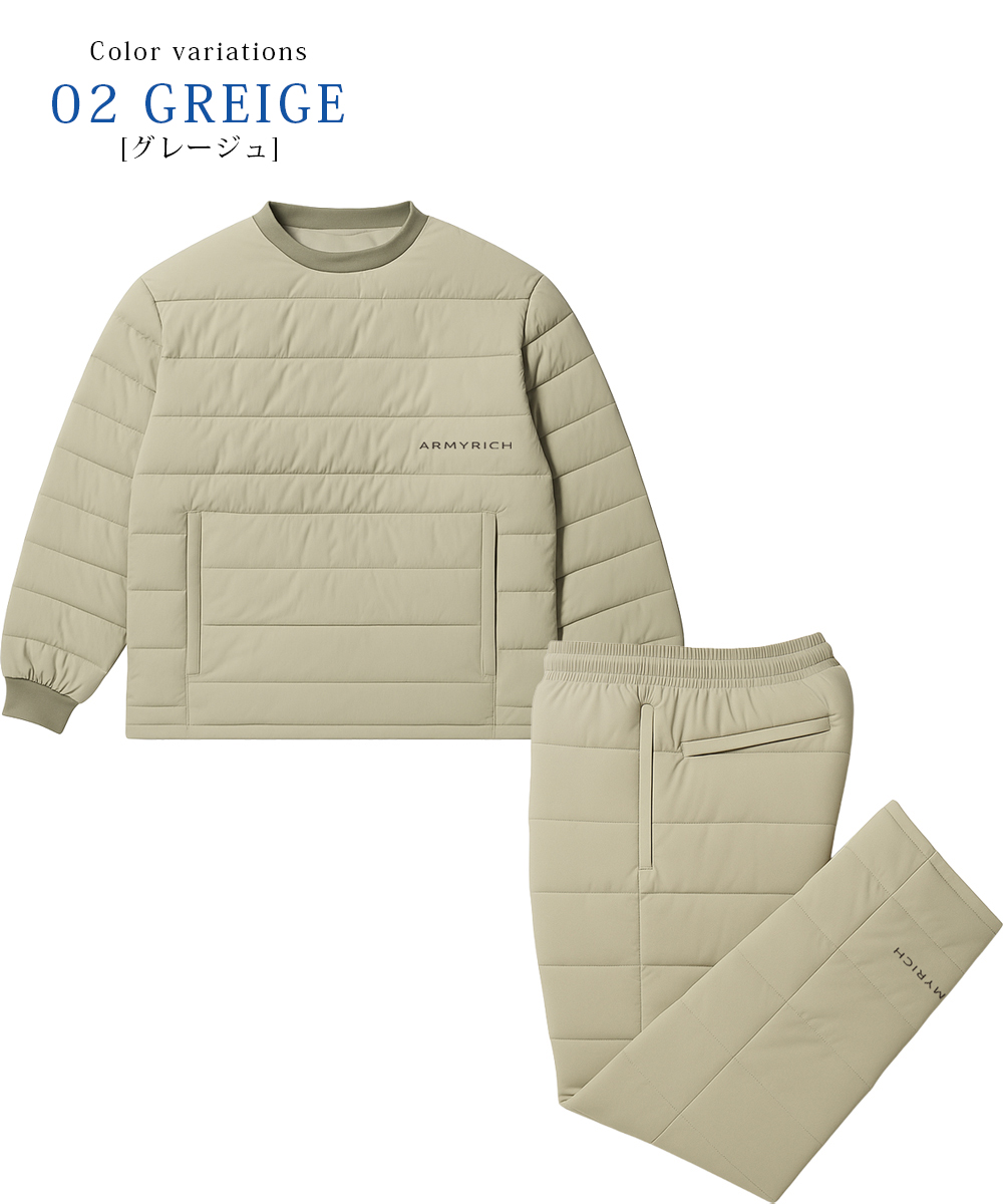 ARMYRICH 中綿 プルオーバー セットアップ メンズ 秋服 冬服 秋冬 上下