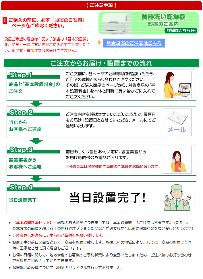 食器洗い乾燥機設置のご案内