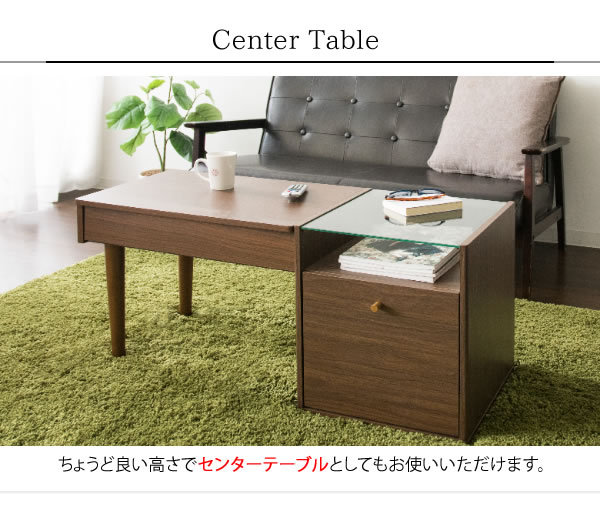 リビングテーブル 引き出し付センターテーブル ドレッサー ガラステーブル ガラステーブルがおしゃれなセンターテーブル兼ドレッサー
