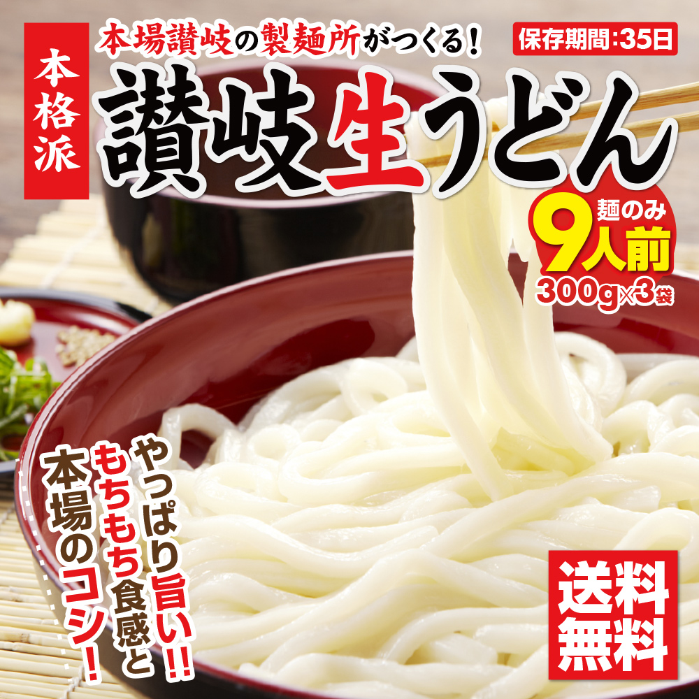 本場讃岐の製麺所が作った純生讃岐うどん9食セットつゆなし