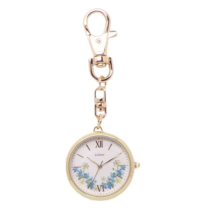花柄 キーホルダー・ハングウォッチ YM081 時計 懐中時計 おしゃれ