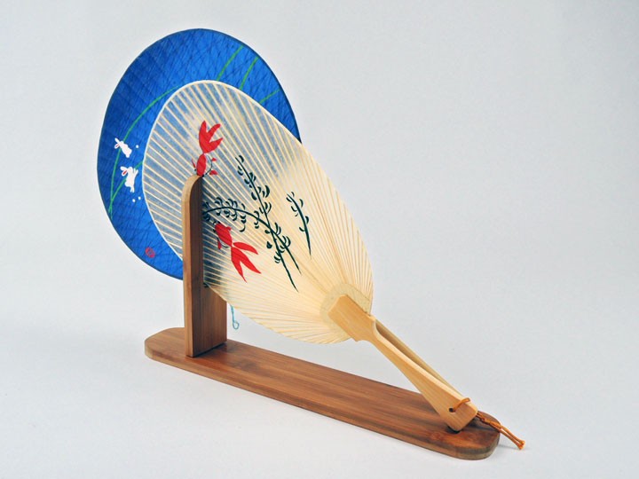 竹製 透明水うちわ 長形 金魚 とんぼ 夏の必需品 祭 客間 来客用 和風