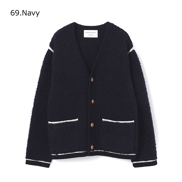 美品⚑23AW マカフィー ムートンクルーネックカーディガン ネイビー