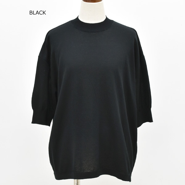 MEYAME コットンニット ブラック COTTON KNIT LONG SLEEVE TEE – MEYAME