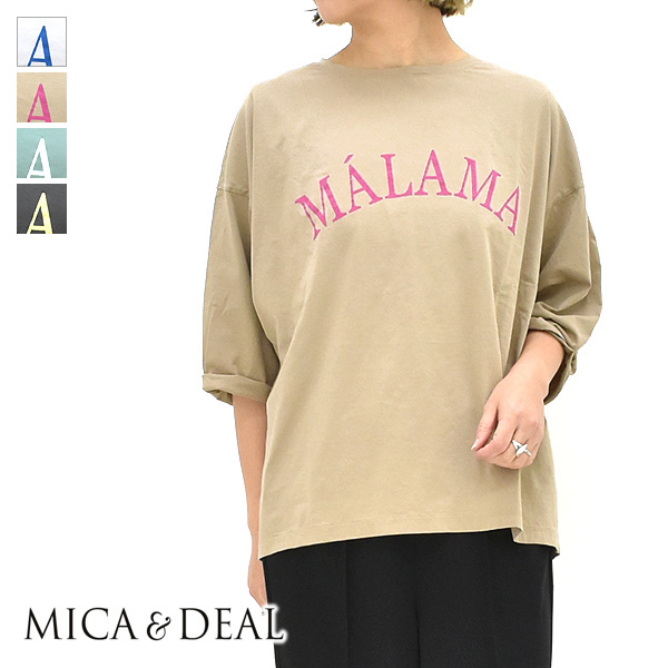【セール/30%OFF】MICA&DEAL マイカアンドディール "MALAMA" プリント五分袖Tシャツ 0125109040 レディース【SALE】【返品・交換不可】