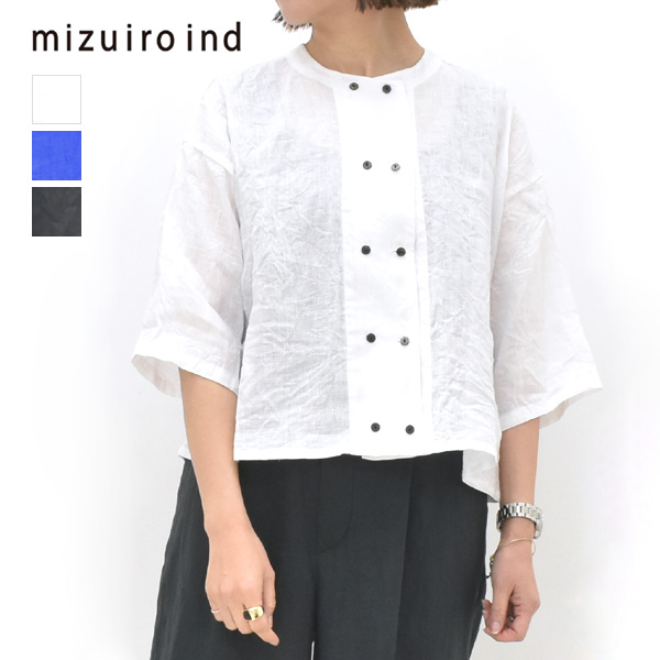 mizuiro ind ミズイロインド リネンダブルクルーネックシャツ 2-230123 レディースの画像